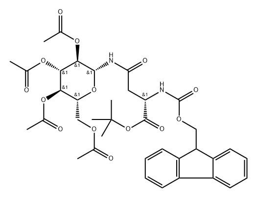 2,3,4,6-Tetra-O-acetyl-b-D-glucopyranosyl-(N2-Fmoc)-L-asparagine tert-butyl ester 结构式