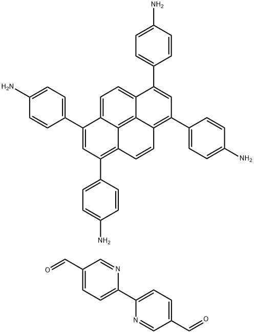 [2,2'-Bipyridine]-5,5'-dicarboxaldehyde, polymer with 4,4',4'',4'''-(1,3,6,8-pyrenetetrayl)tetrakis[benzenamine] 结构式