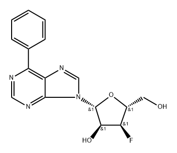 化合物 9-(3-DEOXY-3-FLUORO-Β-D-RIBOFURANOSYL)-6-PHENYLPURINE 结构式