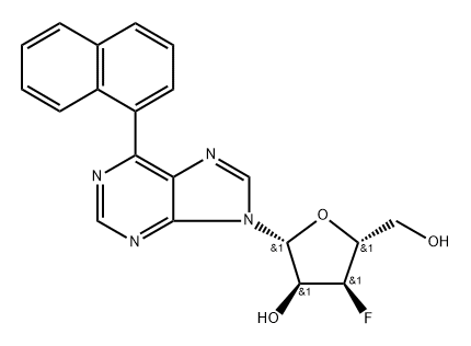 化合物 9-(3-DEOXY-3-FLUORO-Β-D-RIBOFURANOSYL)-6-(NAPHTHALEN-1-YL)PURINE 结构式