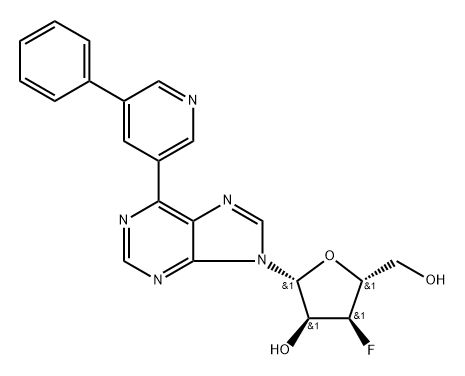 化合物 9-(3-DEOXY-3-FLUORO-Β-D-RIBOFURANOSYL)-6-(5-PHENYLPYRIDIN-3-YL)PURINE 结构式