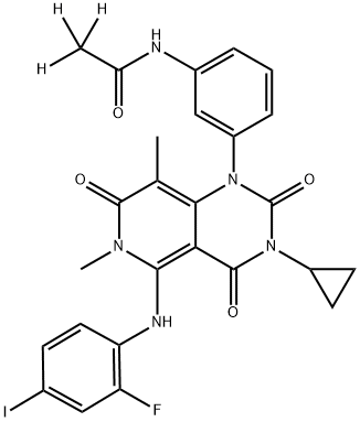 Acetamide-2,2,2-d3, N-[3-[3-cyclopropyl-5-[(2-fluoro-4-iodophenyl)amino]-3,4,6,7-tetrahydro-6,8-dimethyl-2,4,7-trioxopyrido[4,3-d]pyrimidin-1(2H)-yl]phenyl]- 结构式