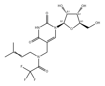 5-(N-Isopentenyl-N-trifluoroacetyl) aminomethyluridine 结构式
