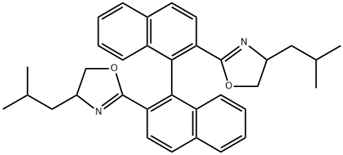 (S)-2,2'-双((S)-4-异丁基-4,5-二氢恶唑-2-基)-1,1'-联苯 结构式