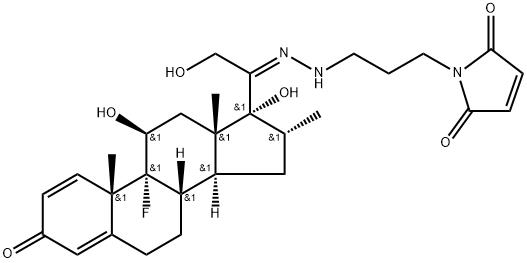 1H-Pyrrole-2,5-dione, 1-[3-[2-[(11β,16α)-9-fluoro-11,17,21-trihydroxy-16-methyl-3-oxopregna-1,4-dien-20-ylidene]hydrazinyl]propyl]- 结构式