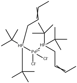 双[(二叔丁基)(2-丁烯基)膦]二氯化钯(II) 结构式