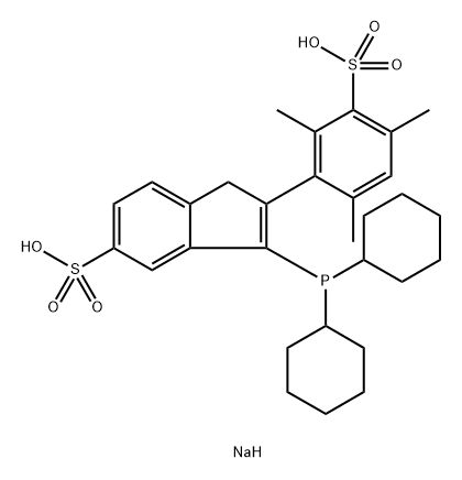 2-(2,4,6-三甲基-3-磺酸钠)苯基-3-(5-磺酸钠)茚基二环己基膦 结构式