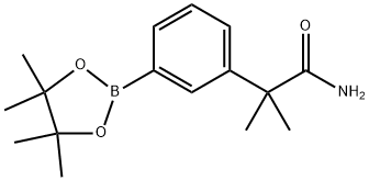 2-甲基-2-[3-(四甲基-1,3,2-二氧杂硼环戊烷-2-基)苯基]丙酰胺 结构式