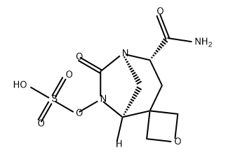 (1R,2S,5R)-2-(AMINOCARBONYL)-7-OXOSPIRO[1,6- DIAZABICYCLO[3.2.1]OCTANE-4,3′-OXETAN]-6-YL HYDROGEN SU 结构式