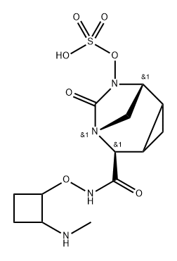 (1R,5S,6R)-N-[[2-(METHYLAMINO)CYCLOBUTYL]OXY] -7-OXO-8-(SULFOOXY)-6,8-DIAZATRICYCLO[4.2.1.0 ]NONANE- 结构式