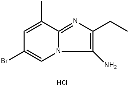 6-溴-2-乙基-8-甲基咪唑并[1,2A]嘧啶-3-氨基盐酸盐 结构式