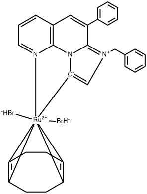 Ruthenium, dibromo[(1,2,5,6-η)-1,5-cyclooctadiene][6-phenyl-7-(phenylmethyl)imidazo[1,2-a][1,8]naphthyridinium-9-yl-κC9,κN1]-, stereoisomer 结构式