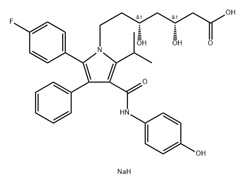 1H-Pyrrole-1-heptanoic acid, 2-(4-fluorophenyl)-β,δ-dihydroxy-4-[[(4-hydroxyphenyl)amino]carbonyl]-5-(1-methylethyl)-3-phenyl-, monosodium salt, (βR,δR)- (9CI) 结构式