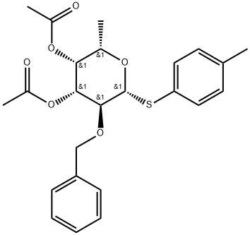 4-甲基苯基 6-脱氧-2-O-(苯基甲基)-1-硫代-BETA-L-吡喃半乳糖苷 3,4-二乙酸酯 结构式