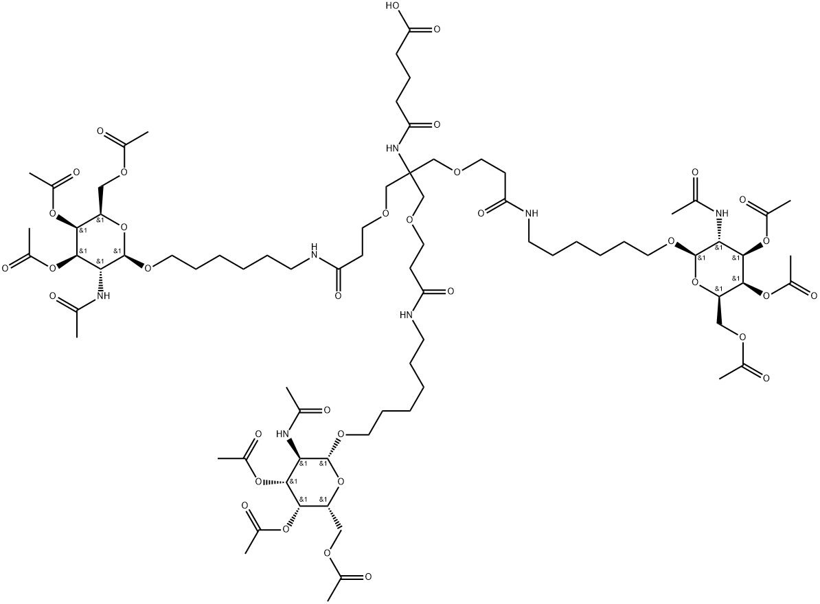 PENTANOIC ACID, 5-OXO-5-[[2-[3-OXO-3-[[6-[[3,4,6-TRI-O-ACETYL-2-(ACETYLAMINO)-2-DEOXY-Β-D-GALACTOPYRANOSYL]OXY]HEXYL]AMINO]PROPOXY]-1,1-BIS[[3-OXO-3-[[6-[[3,4,6 结构式