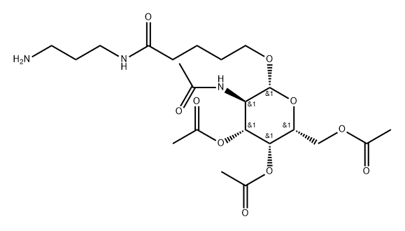 (2R,3R,4R,5R,6R)-二乙酸[5-乙酰氨基-2-(乙酰氧基甲基)-6-[[5-[(3-氨基丙基)氨基]-5-氧代戊基]氧基]四氢-2H-吡喃-3,4-二基]酯 结构式