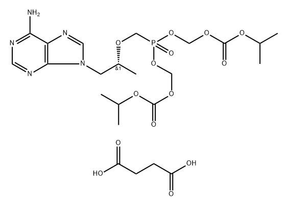 2,4,6,8-Tetraoxa-5-phosphanonanedioic acid, 5-[[(1R)-2-(6-amino-9H-purin-9-yl)-1-methylethoxy]methyl]-, 1,9-bis(1-methylethyl) ester, 5-oxide, butanedioate (1:1) 结构式