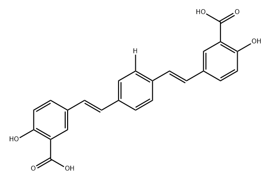 Benzoic acid, 3,3'-[1,4-phenylene-2-t-di-(1E)-2,1-ethenediyl]bis[6-hydroxy- 结构式