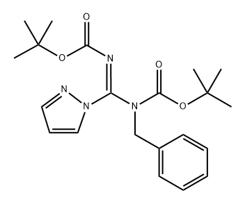 Carbamic acid, N-[[[(1,1-dimethylethoxy)carbonyl]imino]-1H-pyrazol-1-ylmethyl]-N-(phenylmethyl)-, 1,1-dimethylethyl ester 结构式