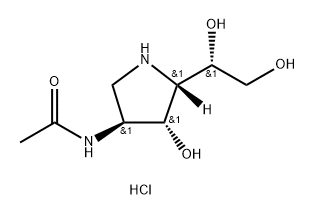 Acetamide, N-5-(1,2-dihydroxyethyl)-4-hydroxy-3-pyrrolidinyl-, monohydrochloride, 3S-3.alpha.,4.beta.,5.beta.(R*)- 结构式