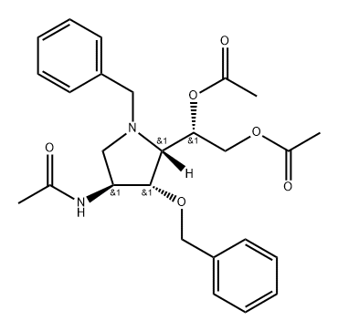 Acetamide, N-5-1,2-bis(acetyloxy)ethyl-4-(phenylmethoxy)-1-(phenylmethyl)-3-pyrrolidinyl-, 3S-3.alpha.,4.beta.,5.beta.(R*)- 结构式
