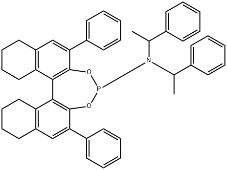 (11BS)-2,6-二苯基-N,N-双((R)-1-苯乙基)-8,9,10,11,12,13,14,15-八氢二萘并[2,1-D:1',2'-F][1,3,2]二氧磷杂环庚-4-胺 结构式