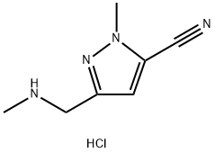 1-甲基-3-(甲氨基)甲基吡唑-5-甲腈盐酸盐 结构式