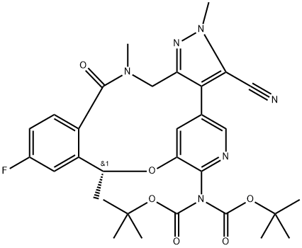 2-[(10R)-3-CYANO-12-FLUORO-10,15,16,17-TETRAHYDRO-2,10,16-TRIMETHYL-15-OXO-2H-4,8-METHENOPYRAZOLO[4, 结构式