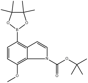 7-甲氧基-4-(4,4,5,5-四甲基-1,3,2-二氧硼杂环戊烷-2-基)-1H-吲哚-1-羧酸叔丁酯 结构式