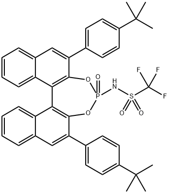 (S)-N-(2,6-双(4-(叔丁基)苯基)-4-氧化-7A,8,9,10,11,11A,12,13,14,15-十氢二萘并[2,1-D:1',2'-F][1,3,2]二氧杂磷杂环庚-4-基)-1,1,1-三氟甲磺酰胺 结构式