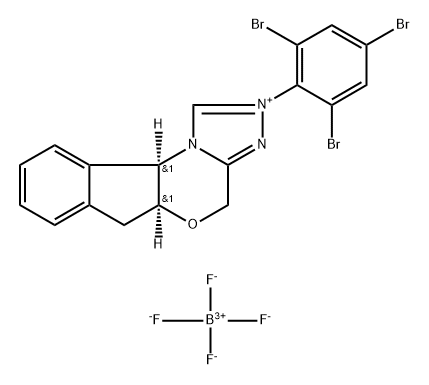 (5AS,10BR)-5A,10B-二氢-2-(2,4,6-三溴苯基)-4H,6H-茚并[2,1-B][1,2,4]三唑[4,3-D][1,4]恶嗪四氟硼酸盐 结构式