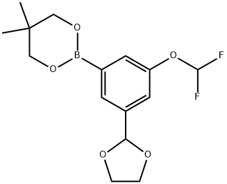 1,3,2-Dioxaborinane, 2-[3-(difluoromethoxy)-5-(1,3-dioxolan-2-yl)phenyl]-5,5-dimethyl- 结构式