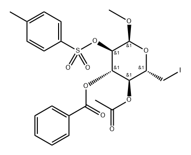 .alpha.-D-Glucopyranoside, methyl 6-deoxy-6-iodo-, 4-acetate 3-benzoate 2-(4-methylbenzenesulfonate) 结构式