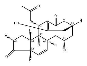 1H-2,5-Ethanoindeno[4,5-e]oxecin-3,11-dione, 5,6,7,8,8a,10a,12,13,13a,13b-decahydro-7,15-dihydroxy-12-methyl-1-(2-oxopropyl)-, (1S,5R,7R,8aS,10aS,12R,13aR,13bS)- 结构式