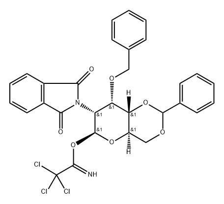 .beta.-D-Allopyranose, 2-deoxy-2-(1,3-dihydro-1,3-dioxo-2H-isoindol-2-yl)-3-O-(phenylmethyl)-4,6-O-(phenylmethylene)-, 1-(2,2,2-trichloroethanimidate) 结构式