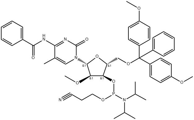 2'-OME-N6-BZ-5-ME-C 亚磷酰胺单体 结构式