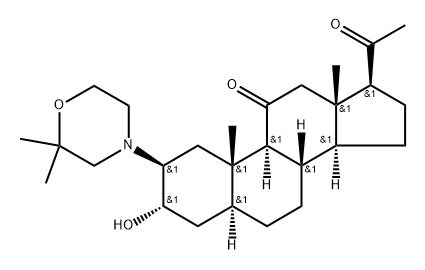 Pregnane-11,20-dione, 2-(2,2-dimethyl-4-morpholinyl)-3-hydroxy-, (2β,3α,5α)- 结构式