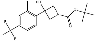 1-Azetidinecarboxylic acid, 3-hydroxy-3-[2-methyl-4-(trifluoromethyl)phenyl]-, 1,1-dimethylethyl ester 结构式