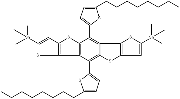 IN1906, 2,7-双(三甲基锡基)-5,10-双(4-辛基噻吩基)苯并[1,2-B:4,5-B']二噻吩并[3,2-B]噻吩 结构式