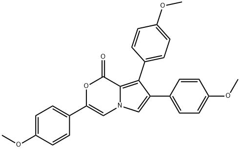 3,7,8-Tris(4-methoxyphenyl)-1H-pyrrolo[2,1-c][1,4]oxazin-1-one 结构式