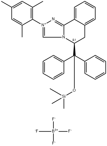 (S)-5-(二苯基((三甲基硅基)氧)甲基)-2-均三甲基苯基-5,6-二氢-[1,2,4]三唑[3,4-A]-2-异喹啉四氟硼酸盐 结构式