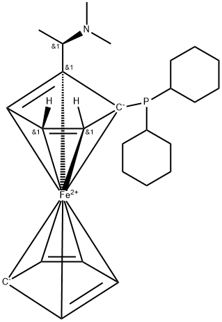 (R)-N,N-二甲基-1-[(S)-2-双(二环己基膦基)二茂铁基]乙胺 结构式