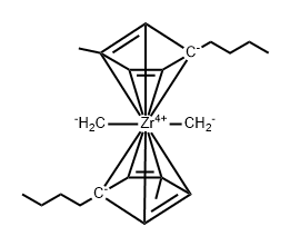 双(1-丁基-3-甲基环戊二烯)二甲基锆 结构式