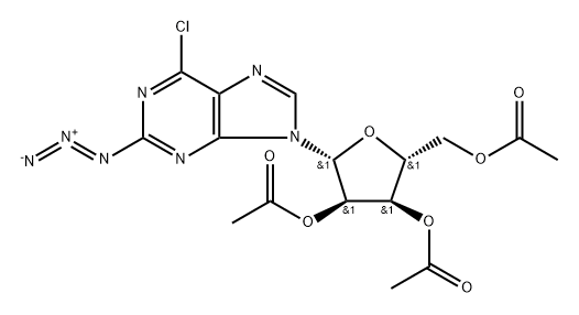 9H-Purine, 2-azido-6-chloro-9-(2,3,5-tri-O-acetyl-β-D-ribofuranosyl)- 结构式