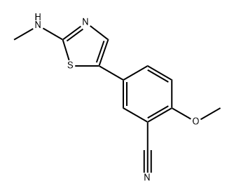 2-methoxy-5-(2-(methylamino)thiazol-5-yl)benzonitrile 结构式