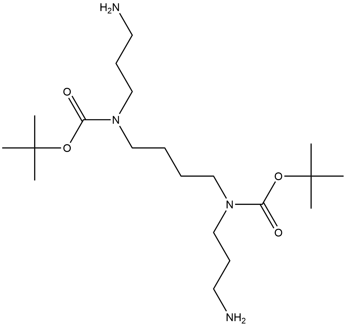 N2,N3-BIS-(TERT-BUTYLOXYCARBONYL)-1,5,10,14-TETRA-AZA-QUATRODECANE 结构式