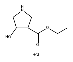 3-Pyrrolidinecarboxylic acid, 4-hydroxy-, ethyl ester, hydrochloride (1:1) 结构式