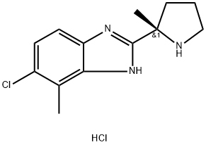 6-氯-7-甲基-2-[(2S)-2-甲基吡咯烷-2-基]-1H-苯并咪唑盐酸盐 结构式