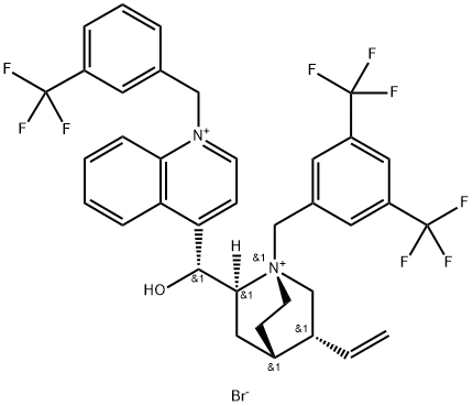 (8Α,9R)-1-[[3,5-双(三氟甲基)苯基]甲基]-9-羟基-1'-[[3-(三氟甲苯基)甲基]溴化辛可尼丁 结构式