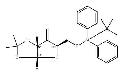叔丁基[[(3AR,5S,6AR)-2,2-二甲基-6-亚甲基四氢呋喃并[2,3-D][1,3]二噁茂-5-基]甲氧基]二苯基硅烷 结构式